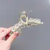Presilha de Cabelo Feminina Novo Estilo Antigo Franja Flor de Metal Presilha Grande Parte de Trás da Cabeça Cabelo Elegante Presilha Tubarão Acessório de Cabeça