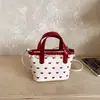Bolsa Infantil Estilo Nuevo Primavera y Verano Cuero Aceitoso Estampado de Lunares Mini Bolso de Mano Niñas Cesta Familiar Bolso Cruzado