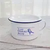 Taza Retro de Esmalte Pájaro Azul para Fideos Instantáneos Lonchera Japonesa para Fideos Instantáneos Taza Doméstica para Fideos Instantáneos con Tapa