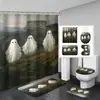 Cortina de Chuveiro Fantasma de Halloween Tapete de Banheiro Conjunto de Quatro Peças Série 3 Banheiro Divisória de Separação Seca e Úmida Cortina de Chuveiro Cortina de Chuveiro à Prova d'Água