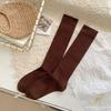 Meias Femininas Novas para Outono e Inverno, Cor Sólida, Meias de Compressão Leve para Panturrilha, Estilo Japonês, Modernas, Casuais, Simples, Cano Longo, Meias Femininas Caídas