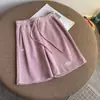 Shorts Femininos Cintura Alta Calças Wide Leg Tendência Calças Esportivas Casuais Comprimento Médio Design Assimétrico Levemente Elástico