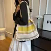Bolsa Tote de Tricô de Um Ombro Grande Capacidade Lã Feminina Bolsa de Mão Tecida Estilo Preguiçoso Outono 26 Nova Mochila Simples