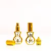 Botella de Perfume de Alta Gama de 10 ml con Estampado Dorado, Botella Roll-On, Botella Vacía de Muestra Dorada, Botella de Aceite Esencial, Botella Portátil, Botella Roll-On