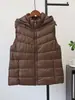 Otoño e Invierno Nuevo Chaleco de Algodón con Cremallera y Capucha Cárdigan Estilo Coreano Holgado Casual Versátil Chaleco sin Mangas Chaqueta Ropa para Mujer