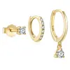 Amazon Cross-border Novo Conjunto de Orelha Única Banhado a Ouro 14K com Brincos de Zircônia Cúbica, Joia Feminina Moderna e Simples