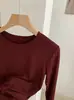 Camiseta KEKEZOON de Manga Longa em Modal Estilo Coreano, Camada Base Slim Fit de Outono, Top Elástico e Macio 8911