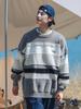 Suéter de Pareja Helu para Hombre con Color de Contraste Mismo Estilo para Hombre y Mujer Nuevo Tendencia Otoño e Invierno 2024 Marca Rayado Suéter de Cuello Redondo Q