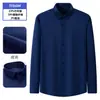 Camisa de negocios de manga larga para hombre, ligera de fibra de bambú para verano, ropa de trabajo con logotipo bordado personalizado de la fábrica de origen