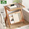 Estante de noche estilo lujo ligero, mesa auxiliar, mesita, mesa de café de moda, mesa larga de cristal, mesa de esquina estilo japonés para apartamentos pequeños, mini