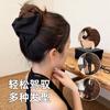 Pinza Negra de Satín con Lazo para Cola de Caballo, Pinza para Volumen del Cabello con Etiqueta Dorada de Lujo Ligero, Pinza para el Cabello de Viajero de Alta Gama y Exquisita
