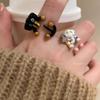Lindo anillo de cachorro con dibujo de aceite goteando personalidad divertida ins diseño de nicho moda infantil anillo de dedo índice abierto femenino