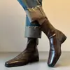 Botines de punta cuadrada, estilo popular, tacón grueso, forrados de felpa, con tacón oculto para mayor altura, botas de ajuste ceñido, botas de otoño/invierno, nueva colección 2026