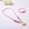 Conjunto de Joyería Personalizado para Niños Estilo Coreano Unicornio Cadena de Perlas Colgante Acrílico Collar para Niñas