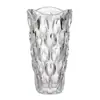 Vaso de vidro transparente com corte a laser estilo Boêmio Americano, perfeito para exibir flores frescas em uma mesa ou como peça decorativa na sala de estar