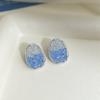 Aretes de Flor de Cristal Azul Degradado para Mujer, Aretes de Perlas de Mariposa Franceses Frescos y Dulces, Aretes Elegantes Super Hada