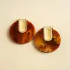 Pendientes Geométricos de Flor de Resina Transfronterizos Europeos y Americanos Otoplastias Maillard Otoño e Invierno Diseño Nicho de Gama Alta Joyería para Orejas Venta al por Mayor