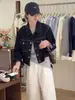 Chaqueta de mezclilla casual de moda estilo coreano con cuello camisero para mujer, primavera y otoño, estilo retro de Hong Kong, chaqueta corta versátil para mujeres petite