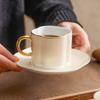 Taza de café de cerámica a cuadros chapada en oro, traje de taza y platillo, lujo moderno, restaurante de té, té de la tarde, platillo para bocadillos, taza