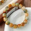 Pulsera Bodhi con Patrón Floral de Dunhuang de Color Rico, Cuentas Cilíndricas de Corte Recto, Pulsera Budista de Rezo de Círculo Único, Pulsera Suave para Girar los Dedos para Aliviar el Estrés
