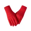 Guantes de cuadros de color sólido transfronterizos para hombres y mujeres, cálidos de invierno, forrados de felpa, tejido grueso tipo lana, pantalla táctil, guantes de alta gama