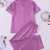 Comercio Electrónico Transfronterizo Europeo y Americano Cárdigan de Satén para Pijama de Verano Solapa Manga Corta Pantalón Largo Conjunto de Ropa para el Hogar para Mujer Venta al por Mayor