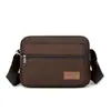 Bolso Cruzado para Hombre Nuevo Color Sólido Lona Múltiples Cremalleras Bolso de Hombro Único Portátil de Negocios para Teléfono Billetera para Monedas Mochila Pequeña Multiusos