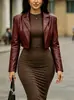 Cárdigan de moda transfronterizo europeo y americano para Amazon y AliExpress con diseño de solapa, adelgazante y elegante, corto y versátil