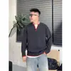 Nuevo suéter de punto de moda para otoño e invierno, talla grande para hombre, casual, versátil, de corte holgado, imitación de dos piezas