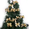 Decoração de Natal Mini Laço Decoração de Árvore de Natal Adereços de Atmosfera Guirlanda de Laços Brilhantes de Natal