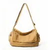 Bolsa de Lona Lavada Estilo Japonês Novo Modelo 2026 Estilo Preguiçoso Bolsa Transversal para Mulheres Bolsa Mensageira Artística Bolsa de Ombro Casual