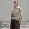 Nuevo Conjunto de Dos Piezas Otoñal Francés Elegante con Textura, Chaleco con Botones y Prendas de Abrigo Casual para Mujer