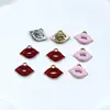Atacado Versão Coreana Criativo Pingente Único Rosa Lábios Vermelhos Grandes Brincos Colar Pulseira Pingente DIY Liga Acessórios Pingente