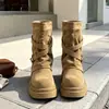 Botas de pierna de pantalón adelgazantes de suela gruesa que aumentan la altura para mujer 2026 nuevo estilo botas arrugadas holgadas tacón grueso botas retro Martin para mujer botas cortas