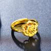 Anel de Ouro de Areia Vietnamita para Mulheres Que Não Desbota por Muito Tempo, Flores de Ouro de Imitação, Noiva de Casamento Exagerada, Joias Simuladas Três Ouros Falsos