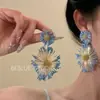 Brincos de Flores com Borla em Tecido Agulha de Prata, Modernos e Etéreos, Brincos de Tarraxa Versáteis, Personalidade de Nicho, Brincos de Alta Qualidade para Revenda para Mulheres