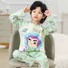 Pijama infantil al por mayor de primavera y otoño del Sudeste Asiático para niños y niñas, bebé de manga larga para el hogar, conjunto de ropa fina de verano para aire acondicionado