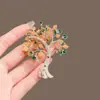 Broche de Árbol de Dinero de Lujo Ligero de Moda Nueva con Diseño Único, Pin de Rama de Hoja Colorida, Broche Versátil y Exquisito para el Uso Diario