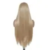 Nova peruca cruzada europeia e americana 13*4 lace front mista dourada de fibra sintética longa para mulheres com repartição personalizável