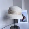 Sombrero de Pescador con Cinta de Seda y Lino de Boutique Francesa Sombrero de Fieltro de Lana Australiana para Mujer Otoño e Invierno Sombrero Británico Retro con Perlas