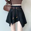 Falda Irregular de Gamuza Retro Otoño e Invierno Nueva Falda de Cintura Alta Falda Corta Versátil de Chica Hot