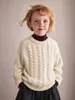 Suéter de lana infantil estilo nórdico, cuello redondo, tejido de ochos, corte holgado, diseño de hombros caídos, otoño e invierno, unisex, tejido cálido y elegante
