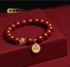 Pulsera de fidelidad de cinabrio de cinco vías Dios de la Riqueza para hombre y mujer arena de oro púrpura pulsera año de esta vida pulsera de arena Dan de mineral en bruto al por mayor