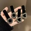 Pinza negra para el pelo, pasador, pinza, estilo pequeño Chanel, pinza BB de terciopelo, elegante, para la nuca, pinza para el pelo, pedrería, elegante, versátil