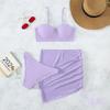 Traje de baño nuevo 2022 para mujer, bikini de tres piezas de color sólido con protección solar para el verano, bikini transfronterizo europeo y americano, venta al por mayor