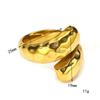 Novo Anel Cruzado com Padrão de Martelo de Alto Padrão Estilo Europeu e Americano para Mulheres em Aço Titânio Banhado a Ouro 18K Elegante Criativo Joia de Mão