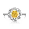 Anel Coroa de Flores Cortadas Coloridas para Mulheres, Venda Quente ao Vivo, com Brilhante Diamante de Alto Carbono, Padparadscha, Joias Personalizadas da Moda