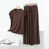 Traje de Modal sin Mangas para Mujer Verano Delgado Camisa Base Pantalones Rectos Cómodo Casual Ropa Exterior Conjunto de Dos Piezas
