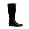Botas de montaria femininas estilo Grape Mom com duas opções de altura, aumento interno de 5 cm, bico quadrado minimalista, zíper traseiro, botas justas