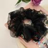 Anillo para el cabello de malla de cereza con temperamento francés para el intestino grueso, red coreana con sentido del cabello rojo, cuerda de organza, tocado de verano